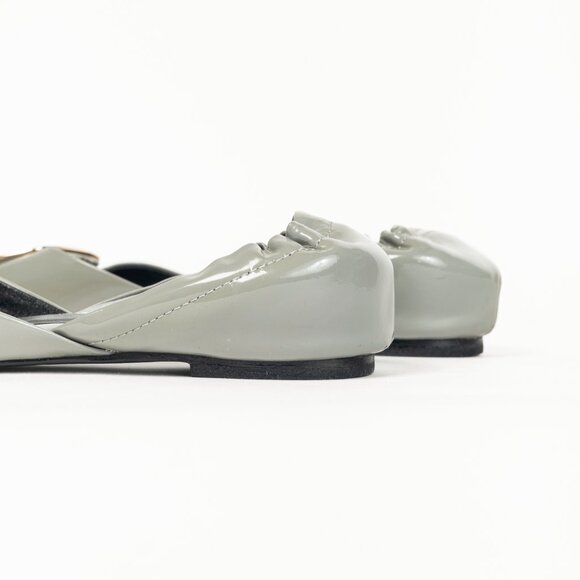 Roger Vivier Chips Grey Patent Leather Buckle Scrunch Flats - Picture 9 of 10